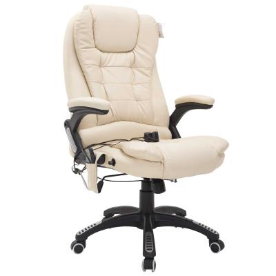 HOMCOM PU Leather Office W/Massage Function, High Back-Cream
