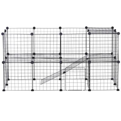 PawHut Small Animal Playpen with Mallet, Connectors and Cable Ties Metal Mesh 36 pcs
