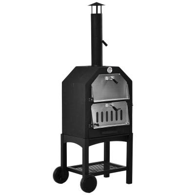 Outsunny Stainless Steel 2-Tier Outdoor Charcoal Pizza Oven
