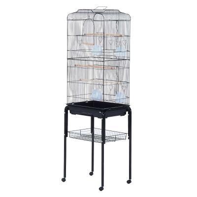 PawHut 153cm Metal Bird Cage W/Removable Wheels Stand-Black