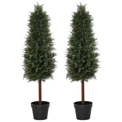 Outsunny Set of 2 Artificial Pine Trees Fake Ceder Plant Potted Home Office Décor, 120cm