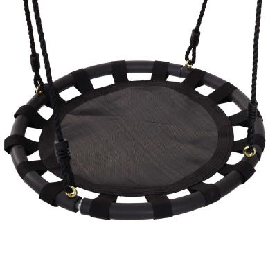 HOMCOM 60cm Kids Hanging Tree Swing Nest Seat Metal Frame Backyard Playground Black