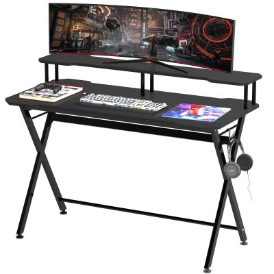 HOMCOM MDF 2-Tier Office Desk Black