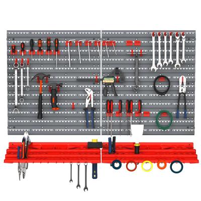 DURHAND PP Wall Mounted Garage Tool Organiser Unit Grey/Red