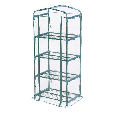 Outsunny Portable 4-Tier Mini Greenhouse Plant Grow House Shed w/ Clear Cover Outdoor