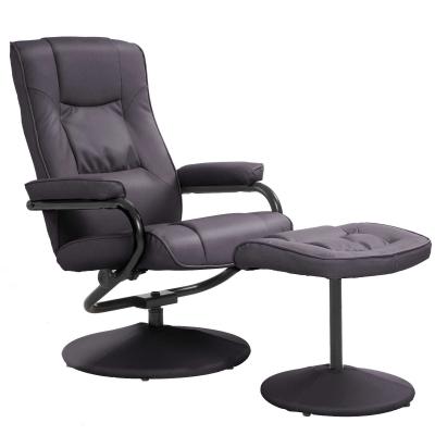 HOMCOM PVC Reclining Executive Chair w/ Footrest Stool Brown