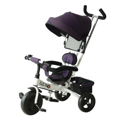 HOMCOM Kids Polyester Sun Canopy Ride-On Tricycle w/ Parent Handle Purple