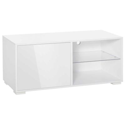 HOMCOM Modern TV Stand Media Unit w/ Cabinet 2 Shelves Living Room Home Office White
