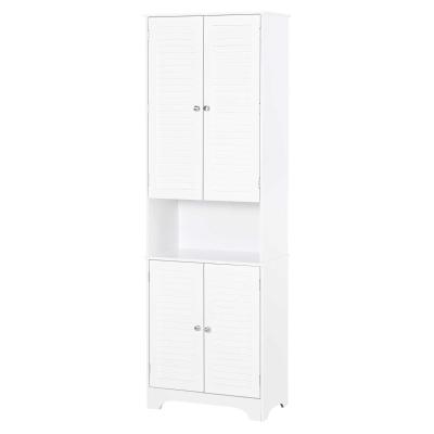 HOMCOM MDF Freestanding 6-Tier Bathroom Storage Cabinet White