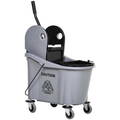 HOMCOM 9.5 Gallon/36L Mop Bucket Wringer Cart w/ Down Press Wringer, Wheels, Mop Holder