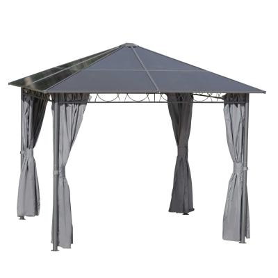 Outsunny 3 x 3(m) Hardtop Gazebo for Garden Party with Polycarbonate Roof Curtains