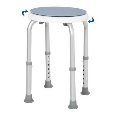 HOMCOM Aluminium 360° Swivel Shower Stool Blue/White