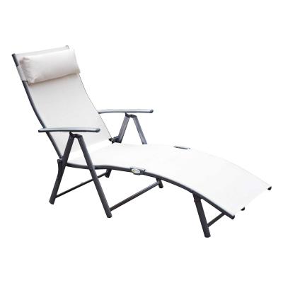 Outsunny Sun Lounger Recliner, Textilene-Cream White