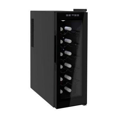 HOMCOM 12-Bottle Tempered Glass Mini Bar Cooler w/ LED Light Black