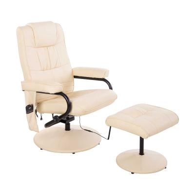 Massagestoel incl. krukje tv-stoel relaxstoel met warmtefunctie wit