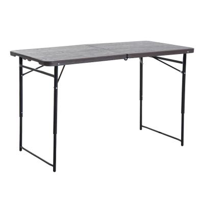 Outsunny 4FT Portable Metal Picnic Table, 22Lx61Wx53/71.5H cm-Black/Brown