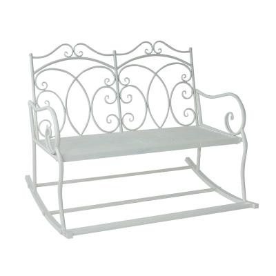 Outsunny Iron Rocking Bench-Milk White