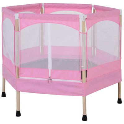 HOMCOM Kids 50-inch Outdoor Trampoline w/ Safety Enclosure Net and Spring Pad Pink