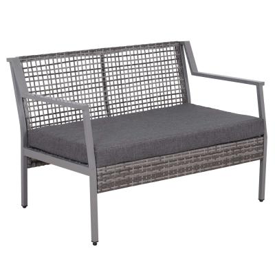 Outsunny 2 Seater Rattan Bench W/Cushions-Grey