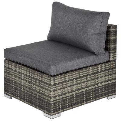 Outsunny Outdoor Garden Furniture Rattan Single Sofa w/ Cushions Deep Grey
