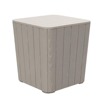 Outsunny Wood Effect Coffee Table Square Storage Box Garden Furniture Bucket Patio Grey