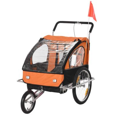 HOMCOM Steel Frame Children's 2-Seater Jogger Trailer Orange