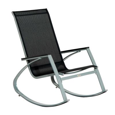 Outsunny Texteline Rocking Chair-Black/Silver