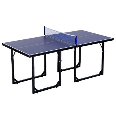 HOMCOM Storage Mini Table Tennis with Net Steel Blue 183cm Indoor