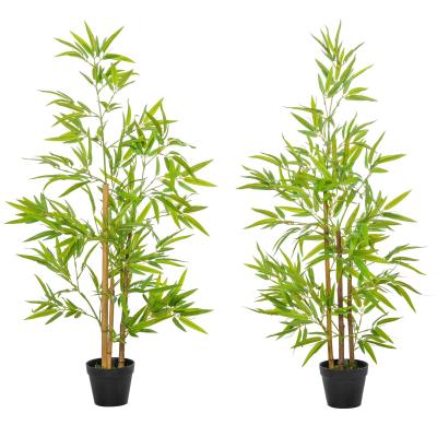 Outsunny Set of 2 Artificial Bamboo Trees Fake Plant Potted Home Office Décor, 120cm