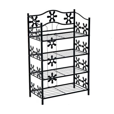 plantenrek bloemenrek plantenstandaard plantenetagere metaal 4 niveaus zwart