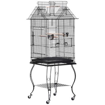 HOMCOM Metal Bird Cage 51x51x135 cm-Black