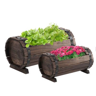 Outsunny 2PCs Wooden Flower Plant Pot Outdoor&Indoor Plant Box with Solid Wood