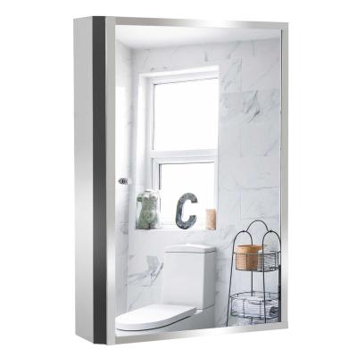 HOMCOM 60L×40W×13T cm Stainless Steel Wall Mirror Cabinet-Silver