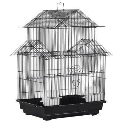 PawHut Metal Bird Cage w/ Plastic Perch Food Container Handle Small 51 x 47 x 67cm Black