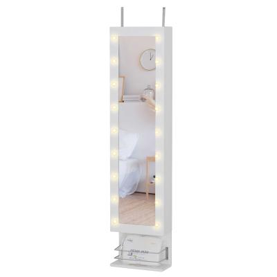 HOMCOM MDF 18-LED Light Glass Mirror Jewellery Cabinet White