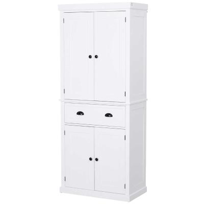HOMCOM MDF Colonial Freestanding Kitchen Pantry Cabinet White