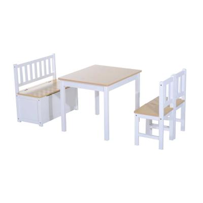 HOMCOM Pine Wood Kids 3 Pc Furniture Set-oak/White