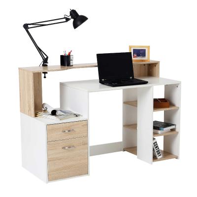 HOMCOM Wooden Computer Desk 140Lx55Dx92H cm-Oak/White