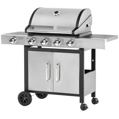 Outsunny Deluxe Gas Barbecue Grill 4+1 Burner Garden BBQ Large Cooking Area Side Burner
