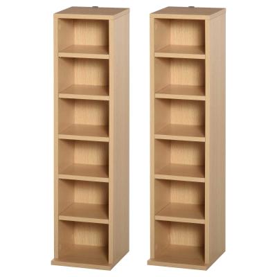 HOMCOM Set of 2 CD Media Display Shelf Unit Tower Rack w/ Adjustable Shelves Wood Color