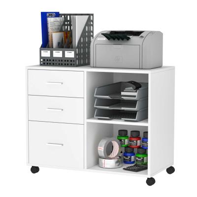 HOMCOM Particle Board Rolling Storage Cabinet White