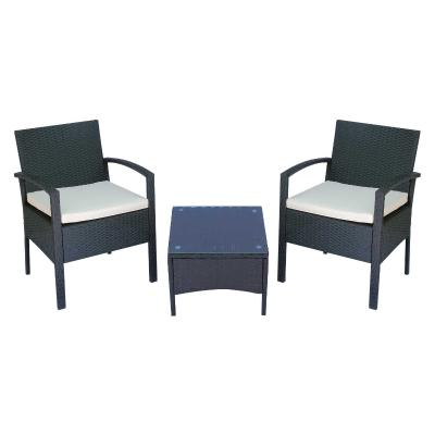 Outsunny 3 Pieces Rattan Bistro Set, Steel-Black