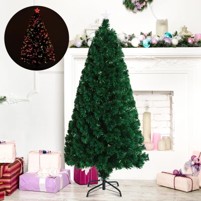 HOMCOM Kerstboom dennenboom kerstboom LED-optische vezel boom ster 8 model