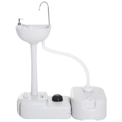 Outsunny HDPE Outdoor Soap Dispending Sink w/ Water Tank White