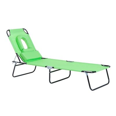 Outsunny Sun Lounger Recliner W/Pillow-Green