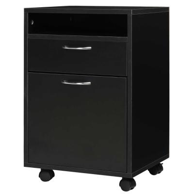 HOMCOM Particle Board 3-Tier Rolling File Cabinet Black
