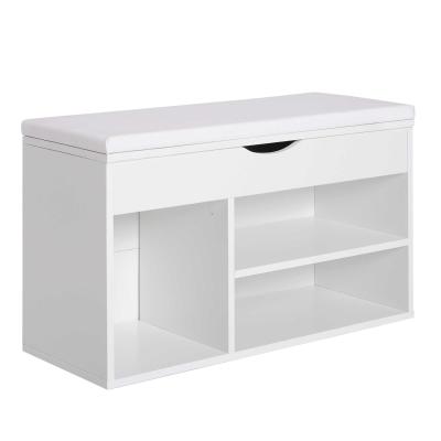 HOMCOM Wooden Shoes Cabinet Bench Hidden Storage Padded Seat Organiser Footwear