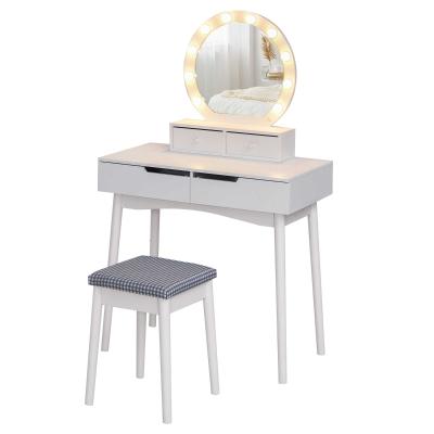 HOMCOM MDF 10-LED Light Dressing Table w/ Stool White