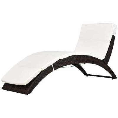 Outsunny Rattan Wicker Folding Sun Lounger-Brown