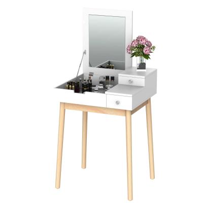 HOMCOM 2 in 1 Dressing Table with Flip-up Mirror, MDF, Pine-White